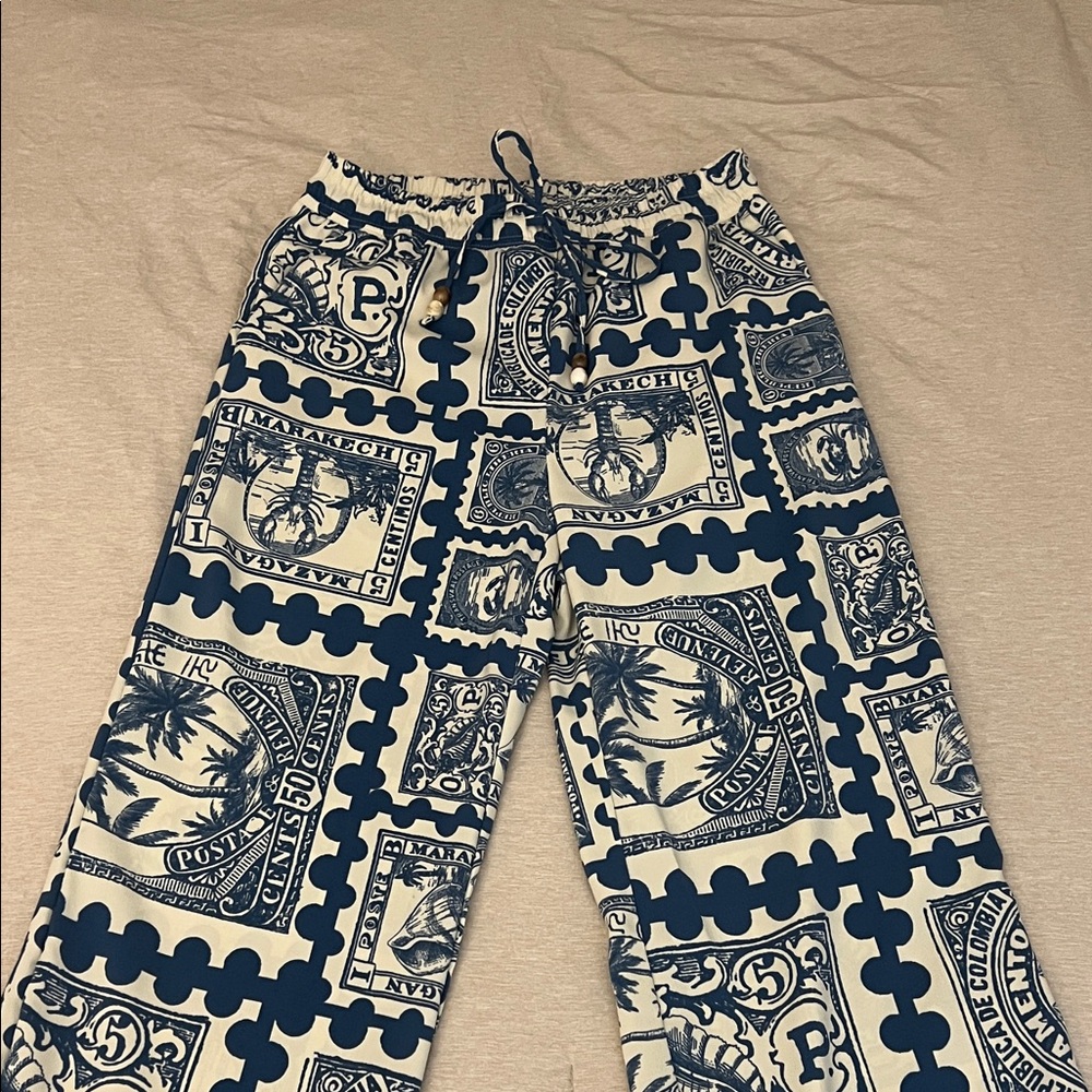 Joie Navy and Cream Patterned Pants